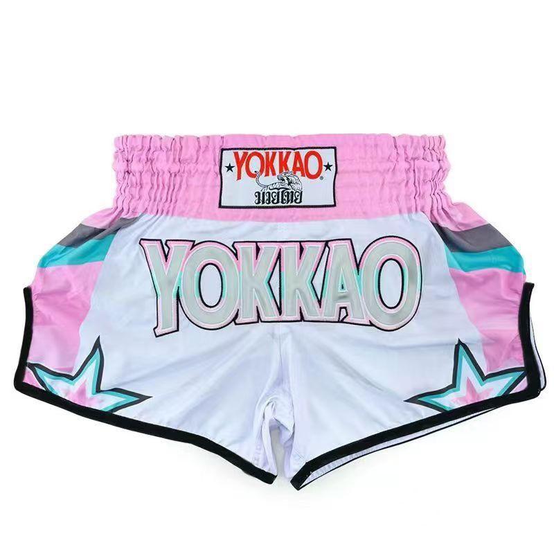 YOKKAO Muay Thai Shorts Herren - Schnelltrocknende Trainingshose mit Aufdruck Boxen MMA Kickboxen Fitnessstudio Kleidung