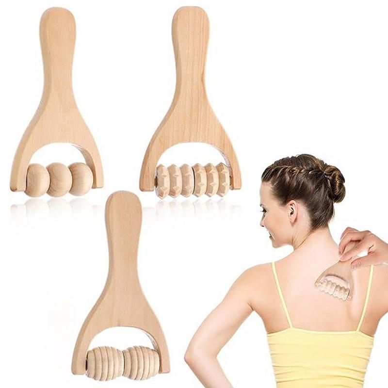 Wooden Roller Massager Therapy Body Massager Face Shoulder Neck Hand Push Rolling Massager Body Soothing Relaxing Massage Tools