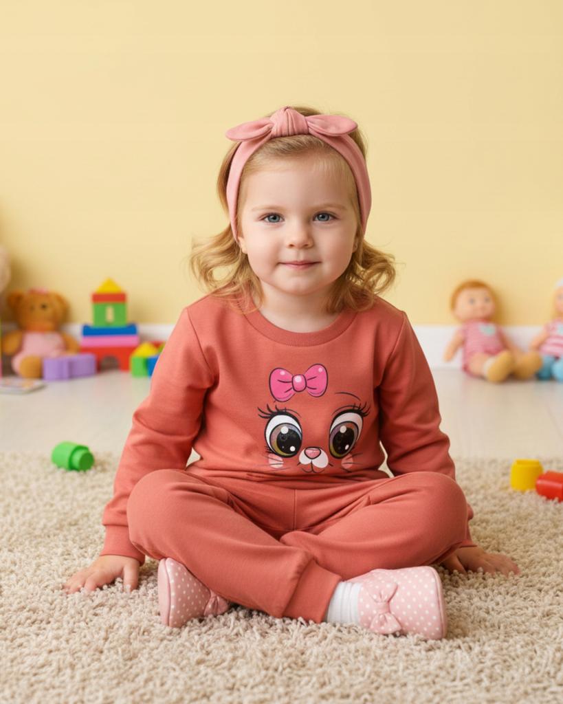 Children' Pajamas 104 Pajamas for Girls 100% Cotton Smiley Coral