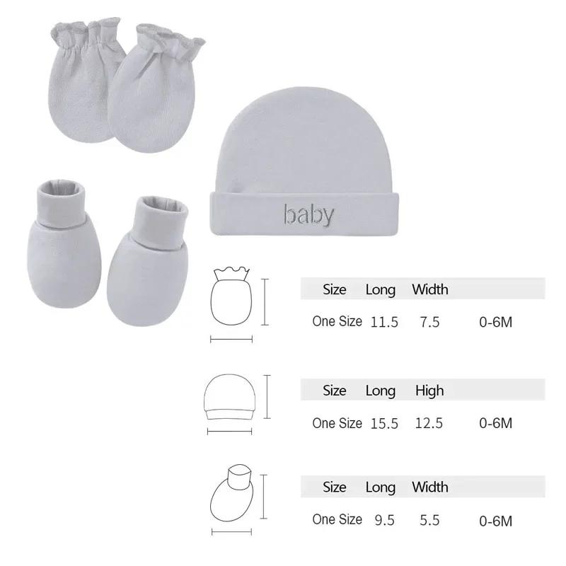 Non-Toxic Newborn Hat+Gloves+Socks Set For Baby Children&Children Cotton Fall Casual Pography Props Soft Headwear Infant Nightcap Fashion