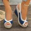 Shoes Women Ankle Buckle Wedges Sandals Summer Denim Sandal Comfortable Thick Sole Sandalias Mujer