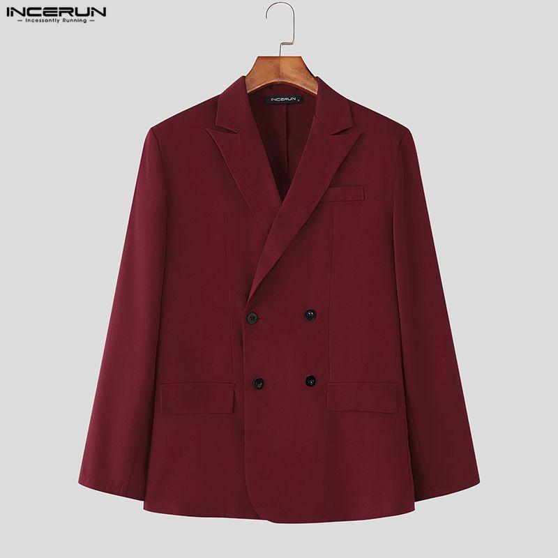 INCERUN Men Peak Lapel Long Sleeve Thin Blazer Long Pants Two Piece Suit Casual Outfits Sets