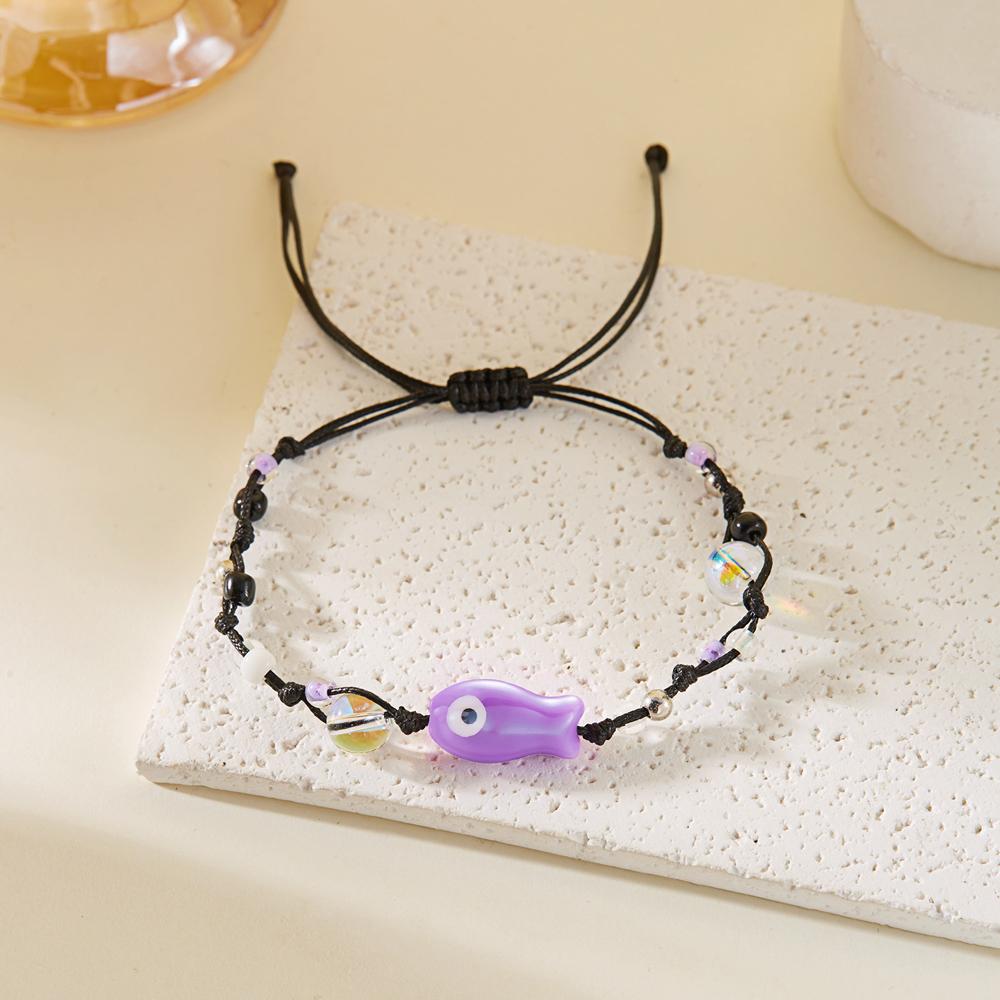 Colorful Ceramic Fish Beaded Bracelet For Women Unisex Handmade Braided Beads Bangle Bohemian Party Friendship Aesthetic Jewelry