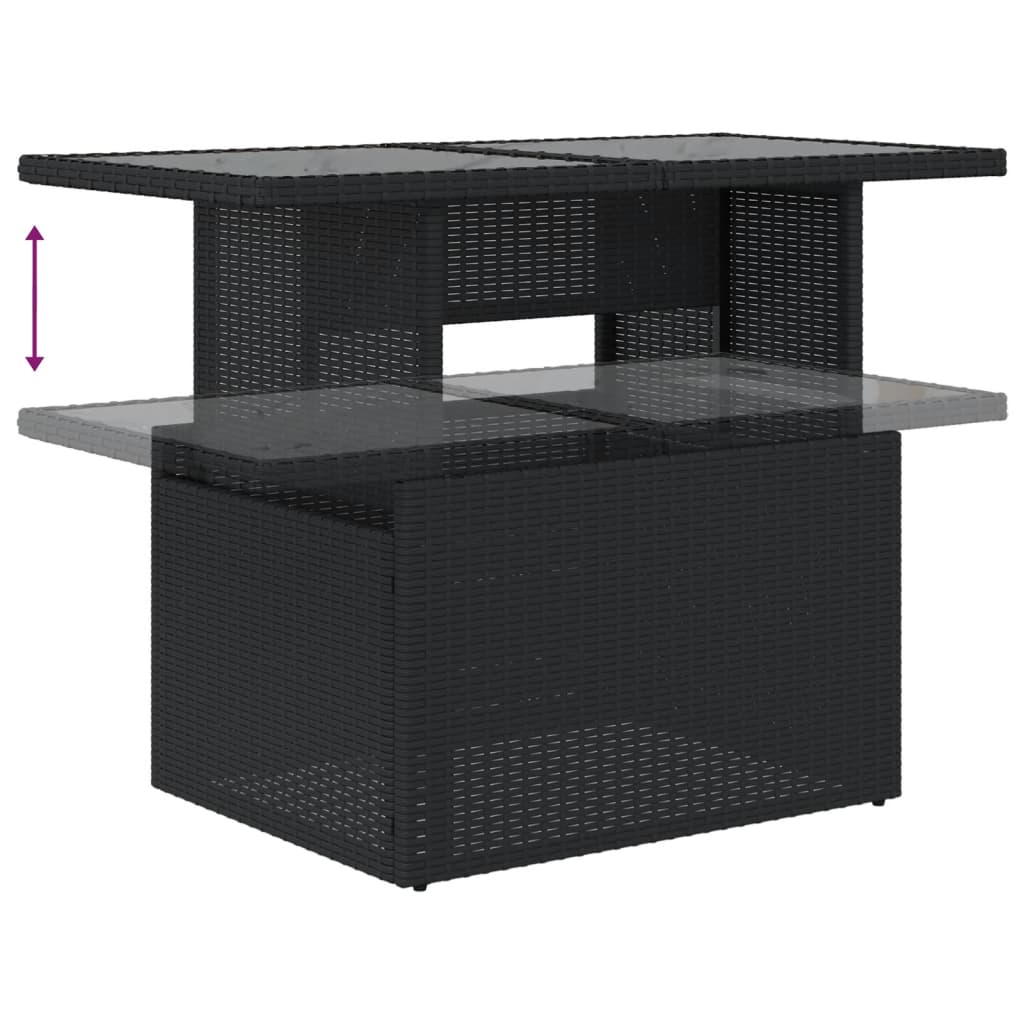 Garden Table with Glass Top Black 100 x 55 x 73 cm Poly Rattan