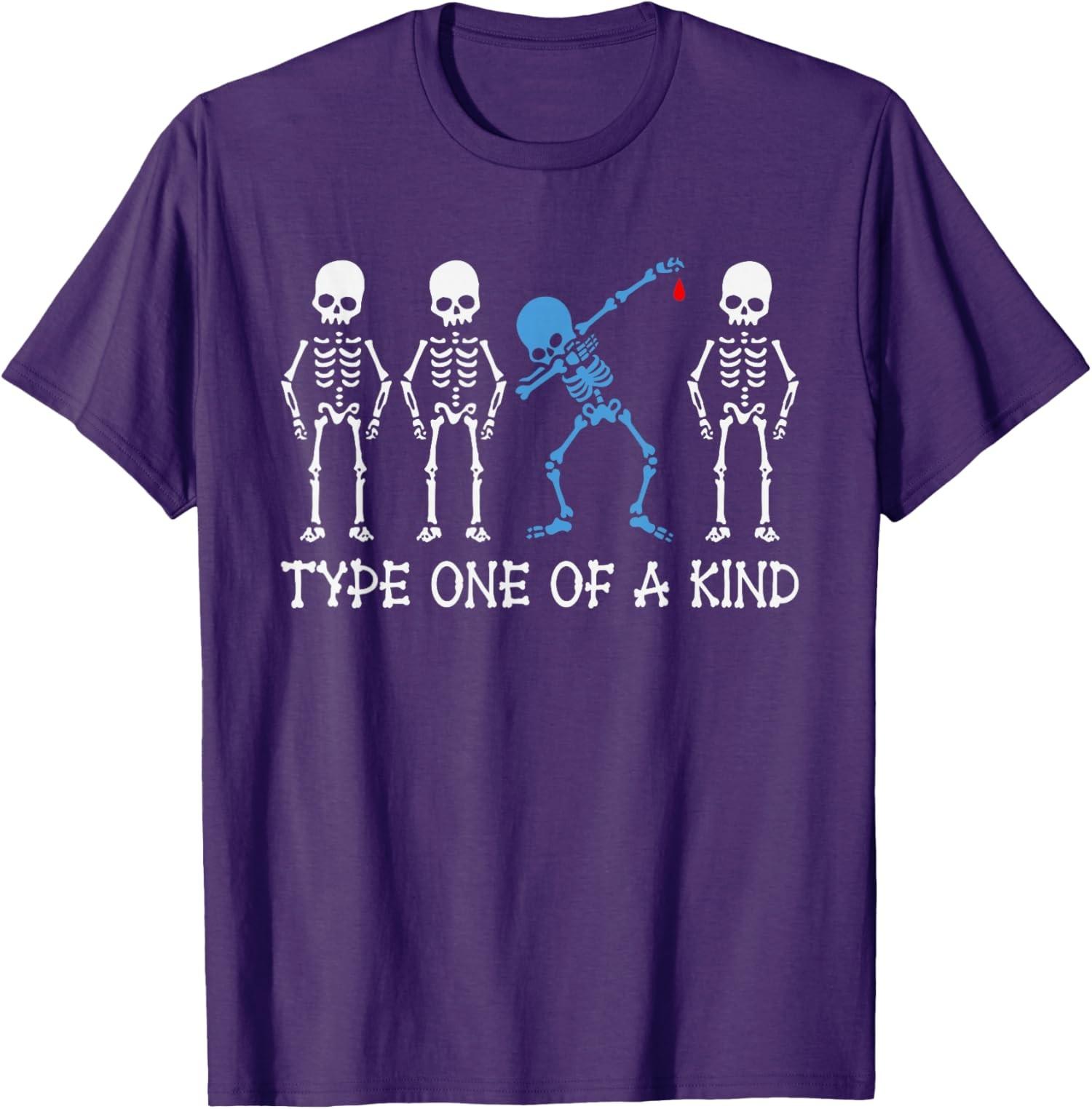 Type One Of A Kind Skeleton Diabetes Awareness Unisex T-Shirt S разноцветный