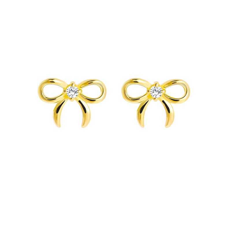 Minimalist Bow Stud Earrings for Women, Elegant Luxe Zircon Ear Jewelry, Versatile Fall Winter Dainty Earrings