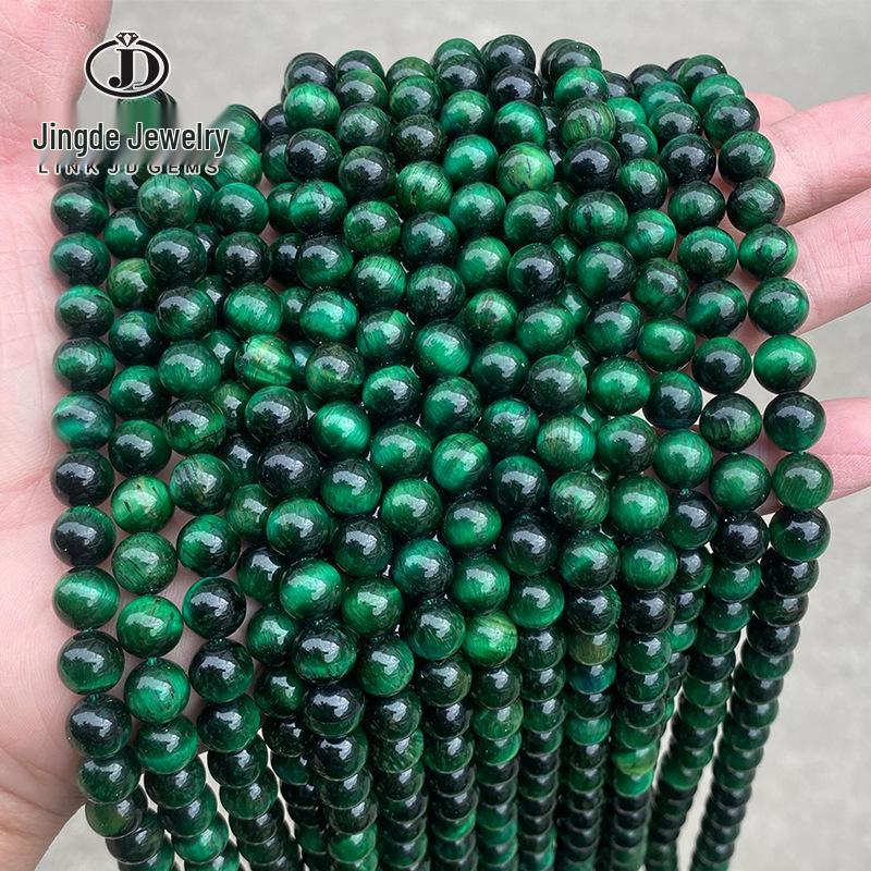 Jingde A-Grade Green Tiger Eye Round Loose Beads Bracelet for DIY Jewelry Accessories