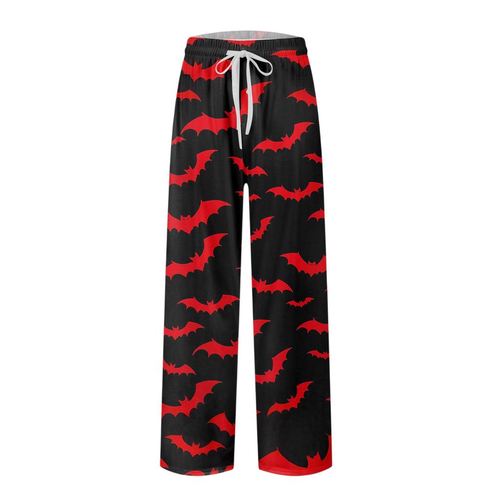 Men's Knitted Halloween Print Pocket Casual Pants Pajama Pants