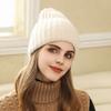 Autumn and Winter Women's Warm Handmade Wool Hat Solid Color Knitted Hat Versatile Fashion Striped Pullover Ear Protector Cold Hat