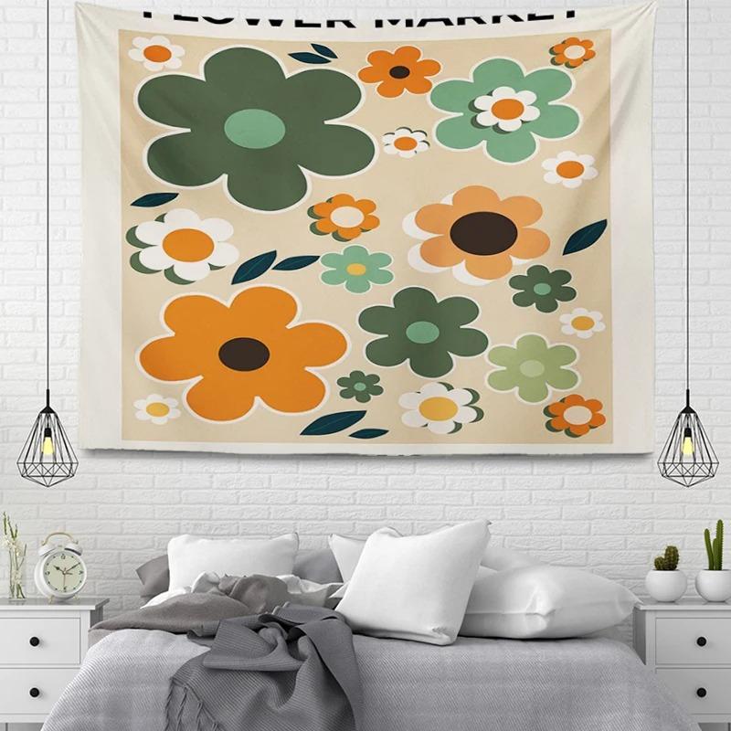 Office Living Room Tapestry Simple Flower Cartoon Hanging Cloth Home Wall Decoration Tapestry
