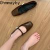 Vintage Square Toe Frauen Mary Jane Schuhe Mode Flach Frühling Herbst Weiche Sohle Kleid Flats Schuhe