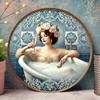 Vintage Tin Sign Elegant Lady Bath Champagne Metal Wall Art Home Bar Decor