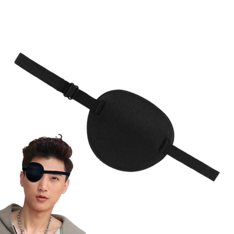 Pirate Eye Patch Unisex Black Single Eye Patch Eyepatch One Eye Adjustable Soft Eye Patch Kid Adults Pirate Cosplay Costume