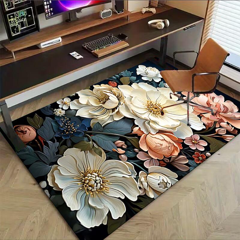 1PC Floral Pattern Carpet Ultra Soft, Thick & Absorbent, Non Slip Machine Washable Mat for Entryway