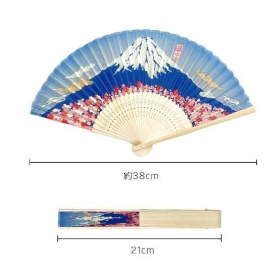 Kyosuke Silk Fan Pouch Sakura Mount Fuji Approximately 21cm Men Women Souvenir Japanese Miscellaneous Goods