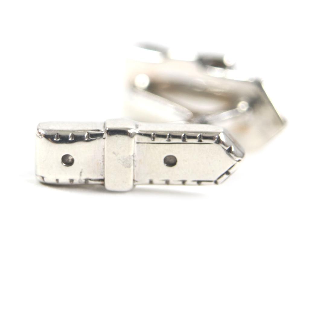 Great HERMES Cufflinks cufflinks Belt motif Silver mens Used