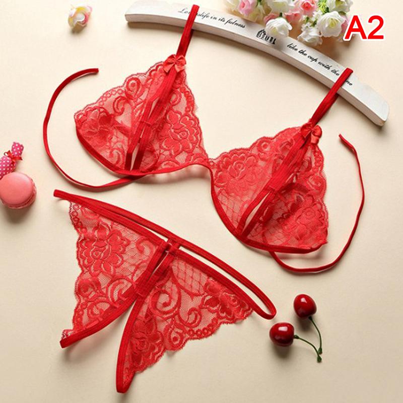 Women Sexy Lingerie Lace Bra Set Ruffle Transparent Underwear