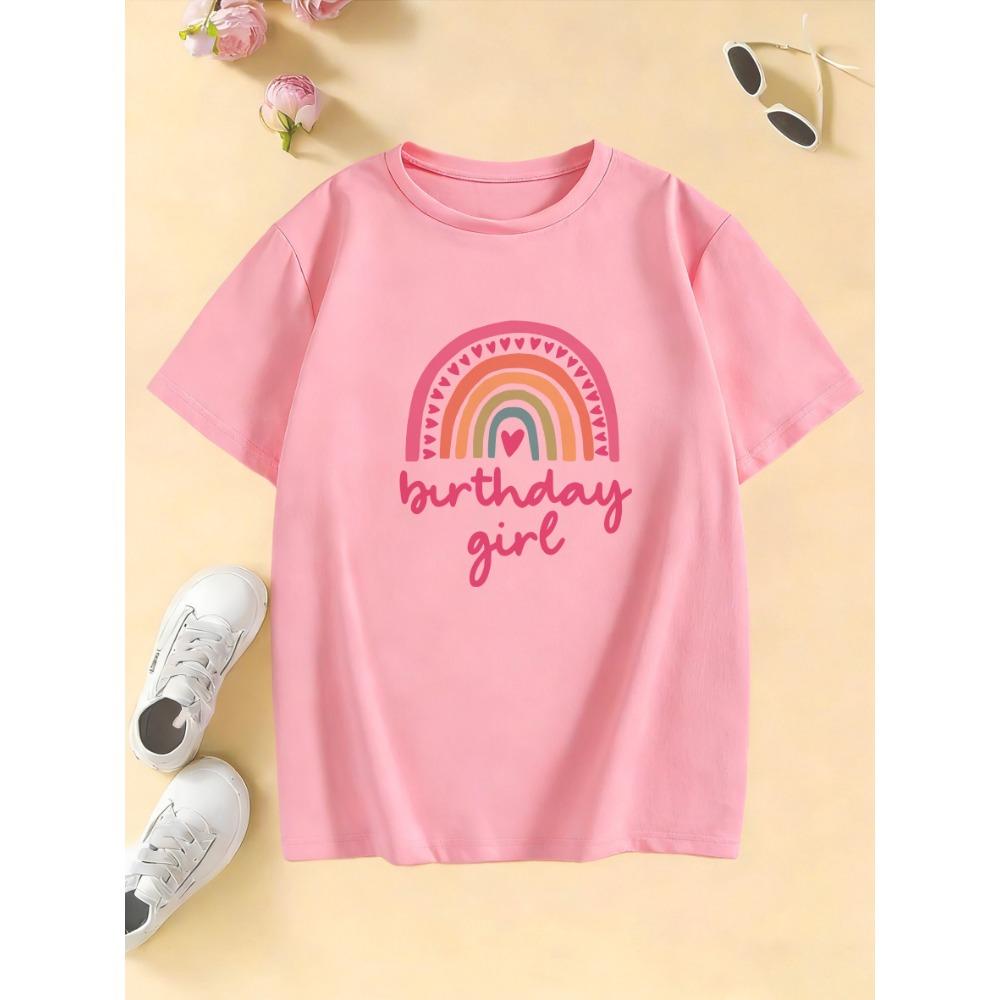 Fashion Rainbow Love Birthday Girl Gothic T Shirts Manga Kids Children's T-shirt Girls Summer Spring Casual Top Tee