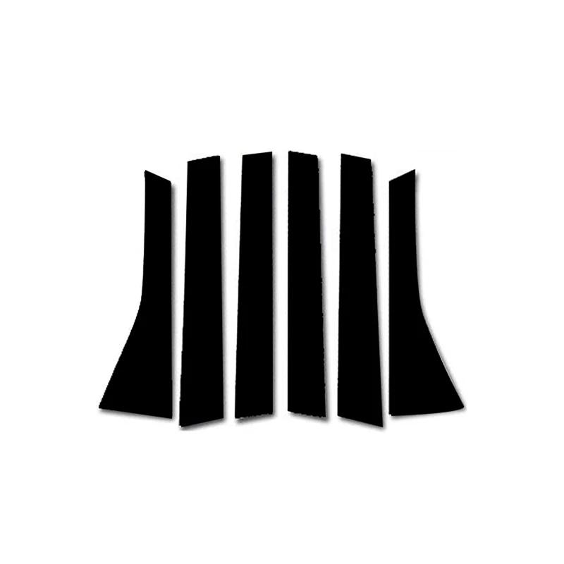6pcs/set Window Decal Pillar Posts Sticker Cover Door Trim Car Accessories Glossy Black For Honda Fit/Jazz 5 Door Hatchback 2008-2013