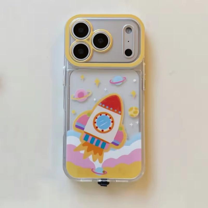 

Светящиеся индикаторы вызова, чехлы для телефонов в виде летающей тарелки-ракеты, подходящие для iPhone 17 17Air 16 15 14 13 12 11 Promax XSMAX XR X iPhone 17 Pro Max жёлтый