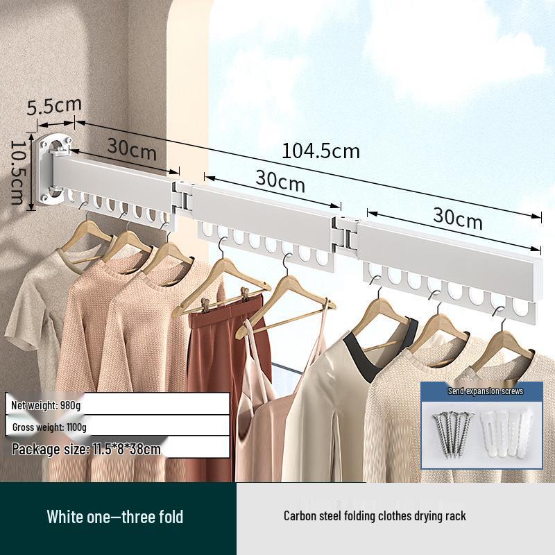 Invisible Folding Balcony Clothes Rack - No-Punch Telescopic Drying Rack