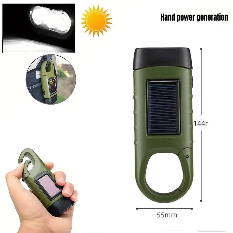 LED Flashlight Hand Crank Solar Powered Survival Gear Self Powered Torch , Emergency Flashlights For Hiking, Camping, Running
