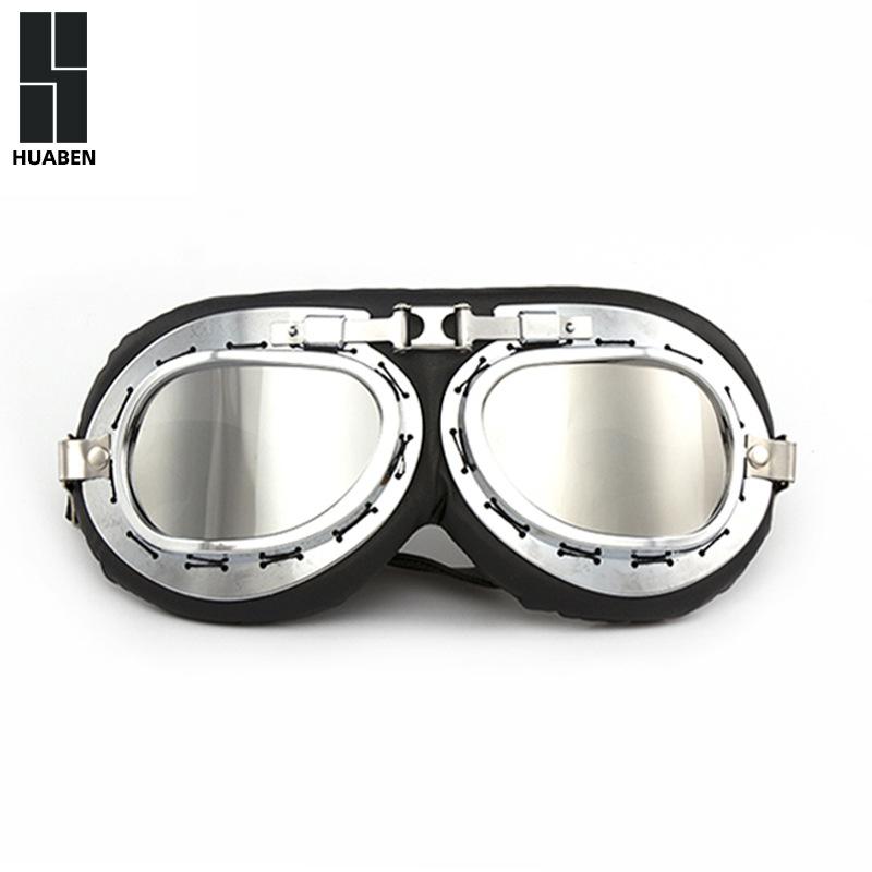 Vintage Harley Silver Frame Karting Goggles Motorcycle Outdoor Sports Riding Glasses Dustproof Windproof Goggles