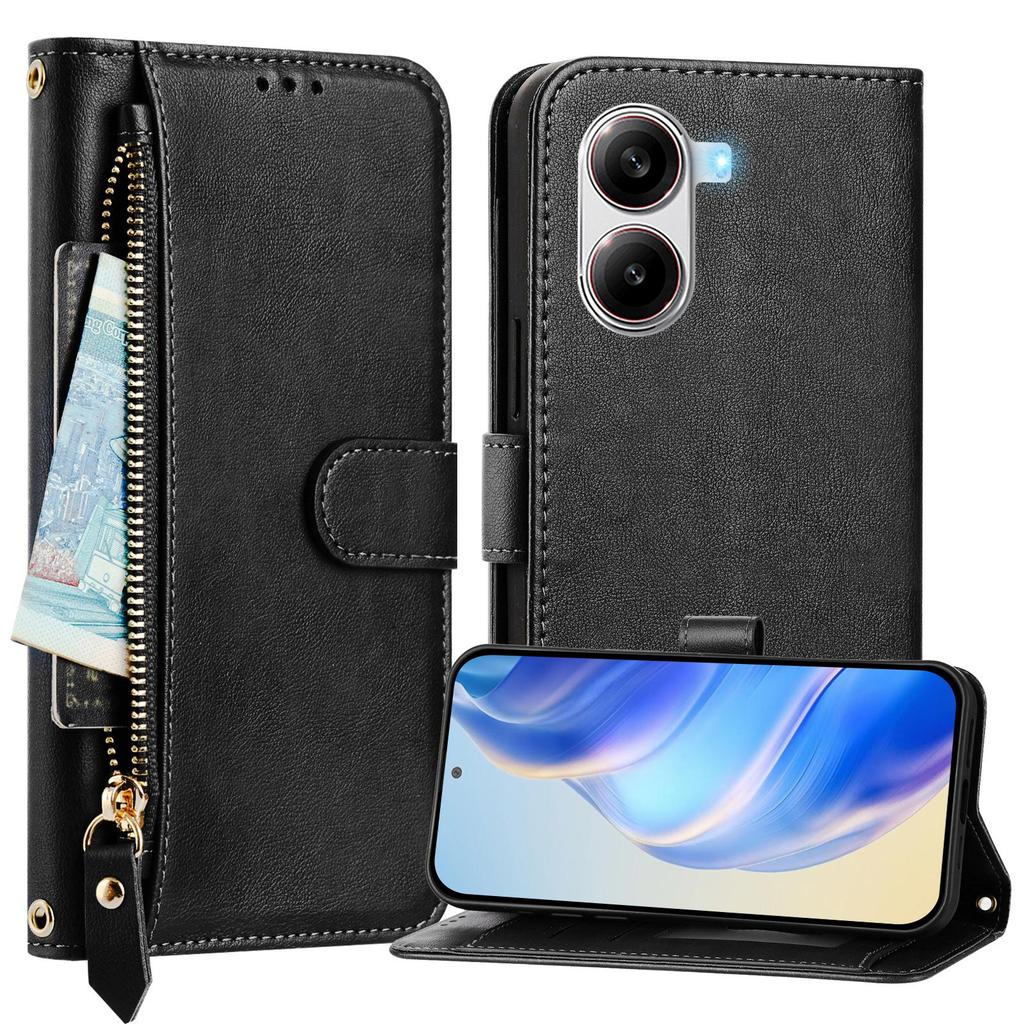 For Xiaomi Poco X7 Pro 5G Case Zipper Pocket Multiple Card Slots Leather Phone Cover