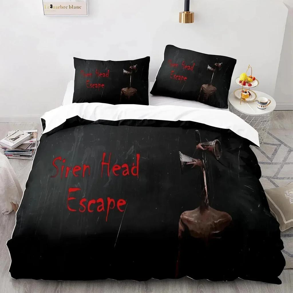 3D Print Siren Head Bedding Set Duvet Cover Sheet Printed Bed Set Pillowcase Bed Full Queen King Size Comforter Bedroom