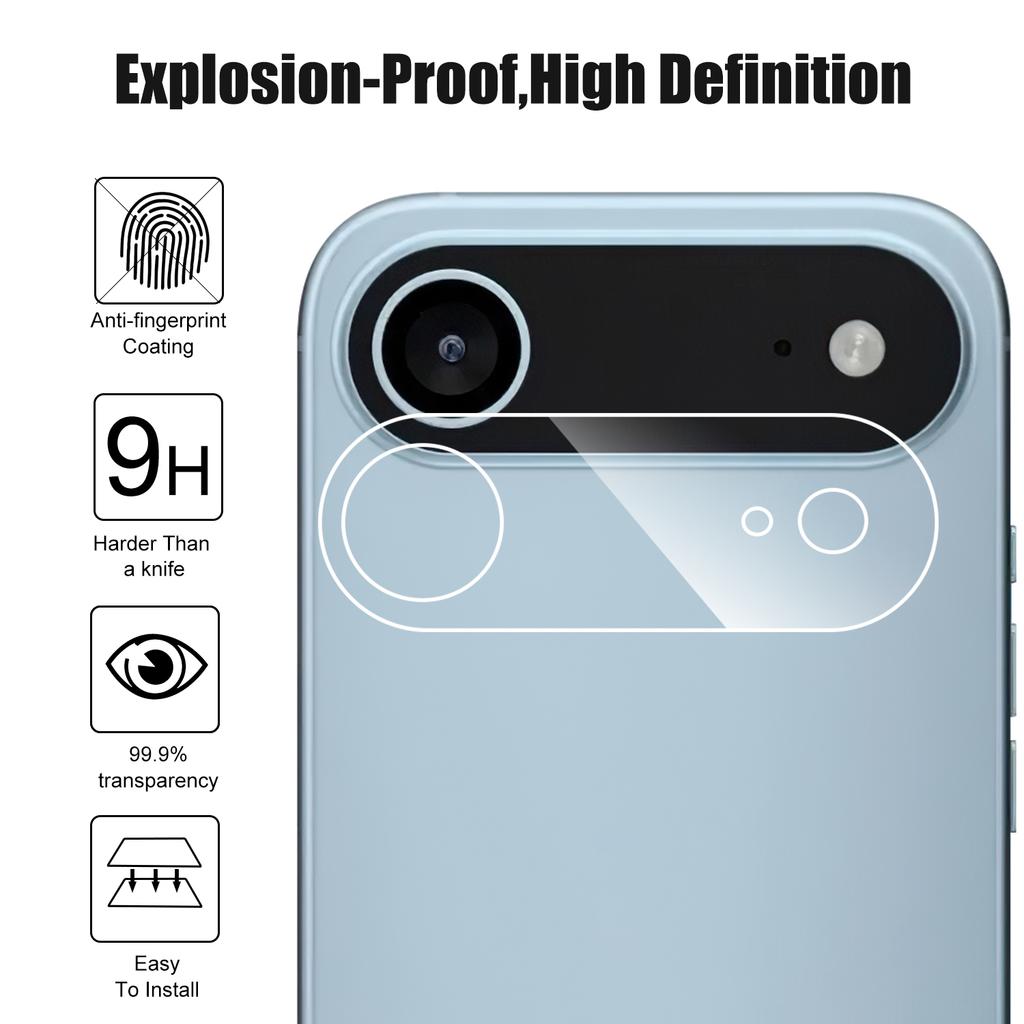 For iPhone 17 Air Camera Lens Protector Arc Edge Clear Tempered Glass Film