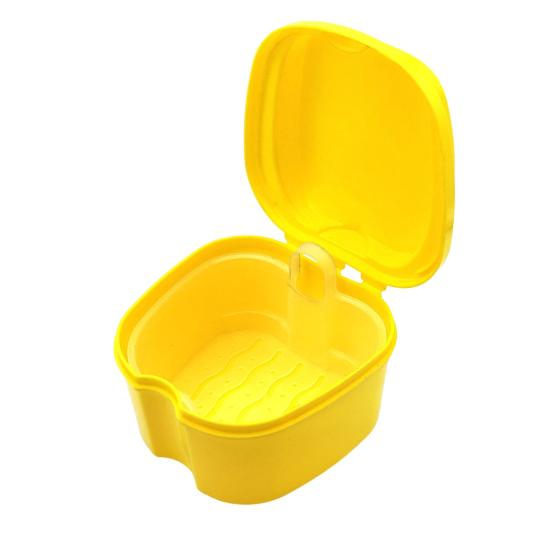 Dentures Case Portable Soaking Denture Bath Box with Strainer Basket Invisible Brace Retainer Mouth Guard Dental Aligner Container Holder