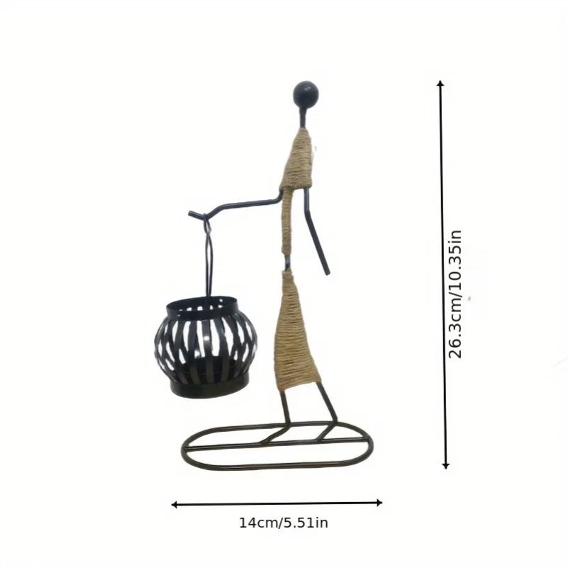Nordic Metal Candle Holder Abstract Character Handmade Vintage Candlestick for Wedding Home Coffee Shop Table Art Decoration New
