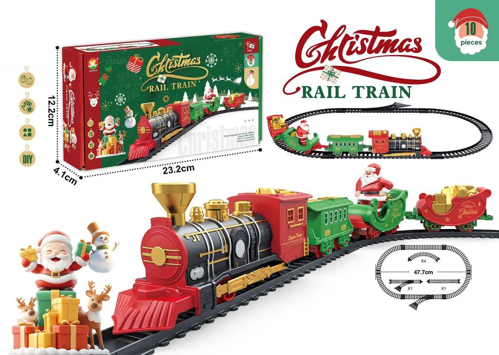 Christmas Electric Track Train Set Children Toy Railway Trains Cargo Car Model with Sounds Lights Kids New Year Xmas Gifts Decor