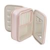 Jewelry Case Double Layer Portable Pink Necklace Hook Design Convenient Handle Travel Jewelry Box