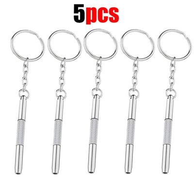 5pcs New Steel Glasses Screwdriver Eyeglass Screwdriver Watch Repair Kit with Keychain Portable Hand Tools Precision Screwdriver Tools