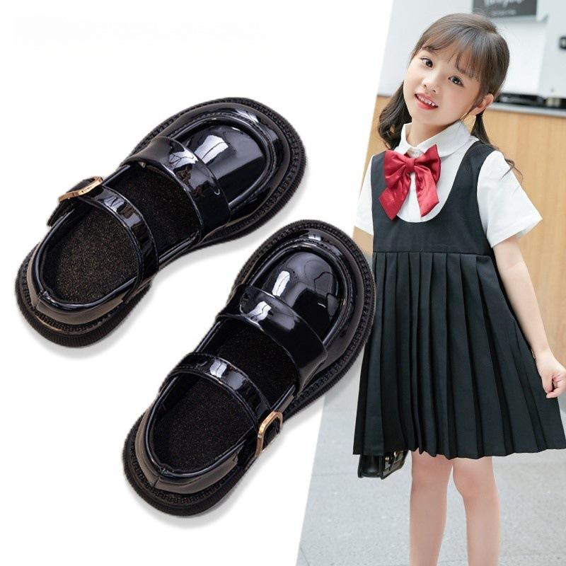 Girls' small leather shoes, new spring collection, black performance shoes for little girls jk shoes Mary Jane princess shoes