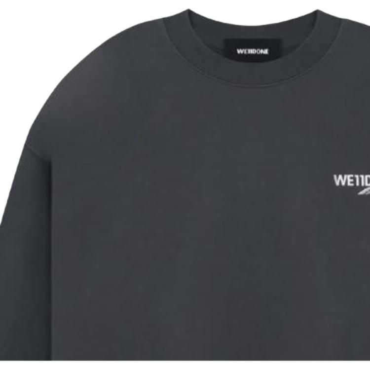 We11done Ss23 Gray Logo Print Crewneck Sweatshirt Unisex Sweatshirt Dark-Gray WD-TS1-23-896-U-CH