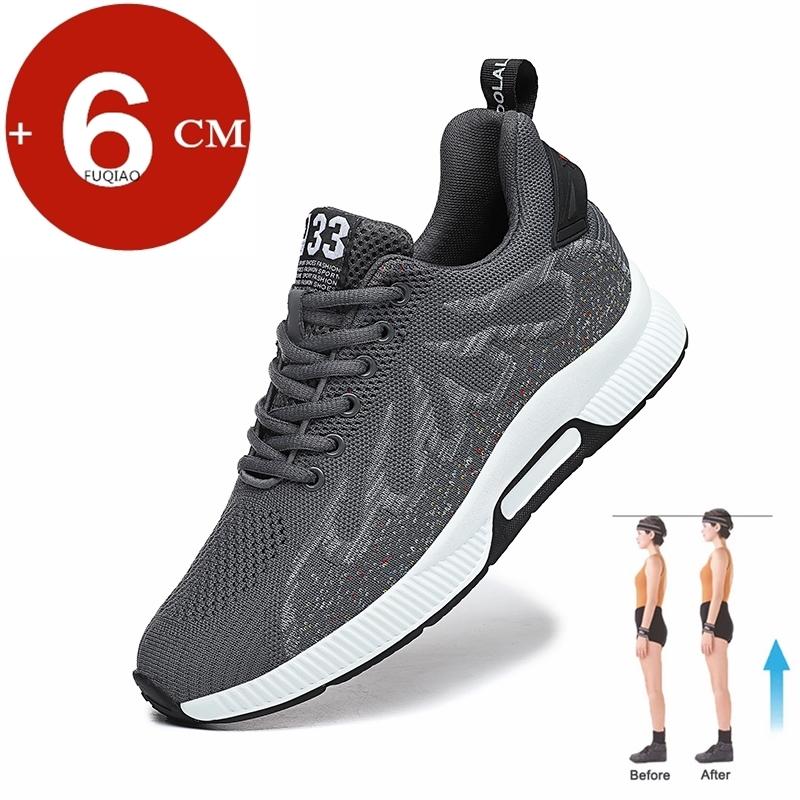 Fashion Man Sneakers Height Lift Insoles 6cm Inserts for Men Elevator Shoes Taller Hidden Heels Breathable Casual Heightening Shoes