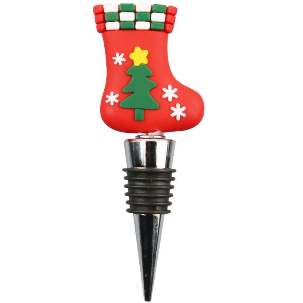 Reusable Christmas Wine Bottle Stopper Vacuum Sealed Christmas Bottle Sealing Plug Holiday Party