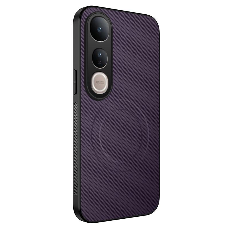 

Для Vivo V50 Роскошный Чехол из Углеродного Волокна Для Magsafe Магнитный Чехол Для Vivo V50 Lite Беспроводная Зарядка Защитная Крышка Объектива Для VIVO V50 For Vivo V50 5G фиолетовый