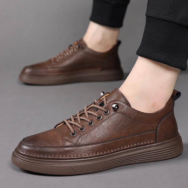 Wenzhou Men's Shoes 2025 Men's Retro Korean Version of Casual Board Shoes, Youth One-pedal Lazy Leather Shoes Tide