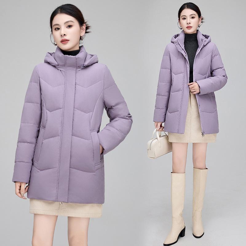 White Duck Down Jacket Women's Mid-Length New Winter Clothes Korean Style Fashionable Warm Thickened Jacket