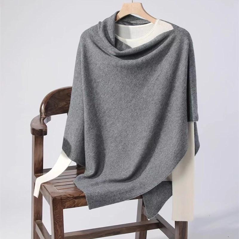 2024 Xale Capa Grande de Lã Merino Tricotada para Mulher