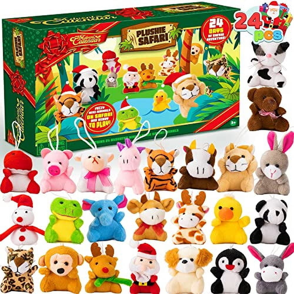 JOYFY 2025  Christmas Advent Calendar 24 Days Countdown Advent Calendar with 24 Stuffed Animals for Kids Girls Party Favors
