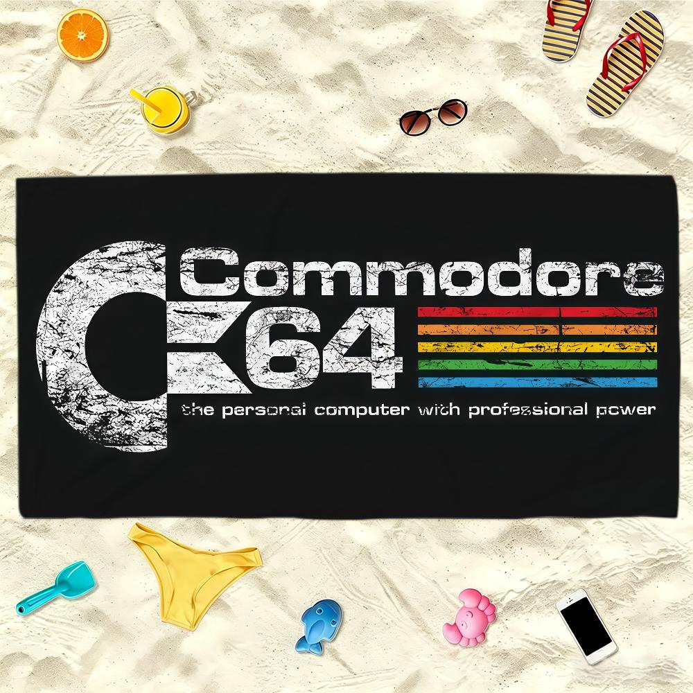 C-Commodore 64 Fashion Towel Soft Lightweight Anti-Sand Large Beach Towel Quick-Drying Bath Sports Family