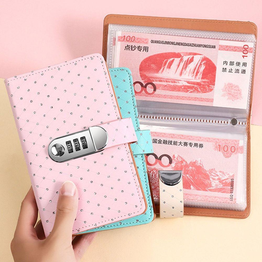 With Password Lock 100 Envelopes Money Saving Challenge Broken Drill PU Money Collection Book Portable Save Money Savings Binder