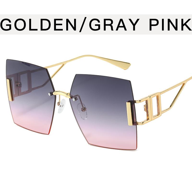 Square Shape Rimless Women's Sunglasses Metal Frame Hollow Out Leg Outdoor Sunglass UV Protection Female Sun Glasses