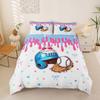 Baseball Cream Duvet Cover Set Double Size, Ball Gaming Drip Dessert Star Bowknot Bedding Set 2pcs,Sport Themed Quilt Cover Set