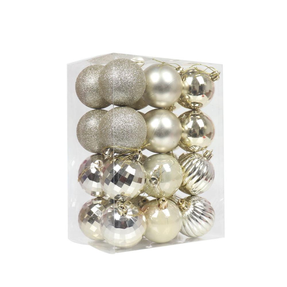 24ks Třpytivé přívěsky Vánoční koule 6cm Vánoční ozdoby na stromeček Party dárky