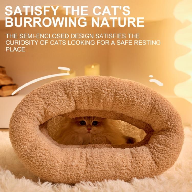 Winter Cats Velvets Fleece Bed Soft Barrels Shape Bed Comfortable Lounger Bed Sleep Bag for Warmth Cold Weather Cats Cave Bed